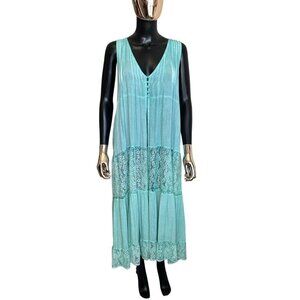 POL Aqua Blue Lace Sleeveless Duster Vest Small NWOT
